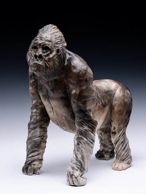 A silverback gorilla sculpture by artist Tina Curry titled Caesar.