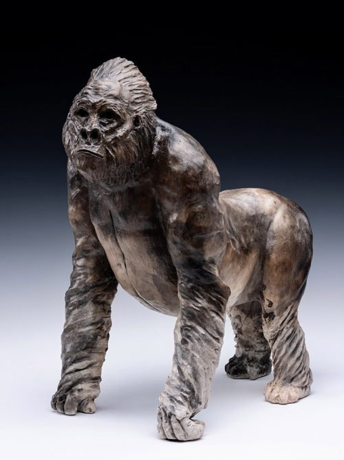A silverback gorilla sculpture by artist Tina Curry titled Caesar.