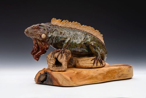 An iguana sculpture by artist Tina Curry.