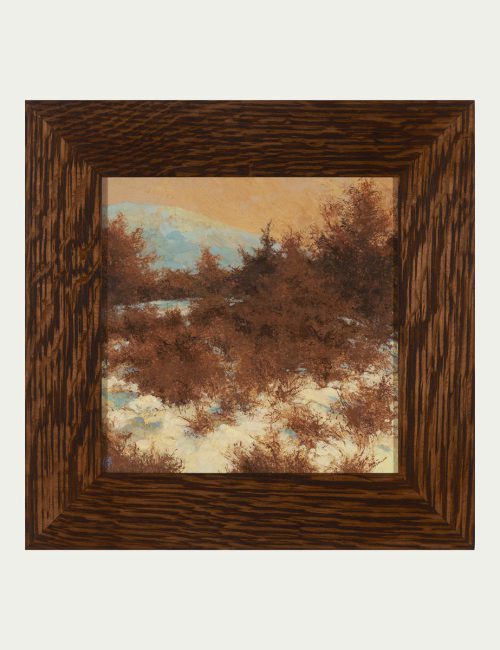 Orginal oil painting by artist Shawn Krueger titled Amid Winter Thaw.