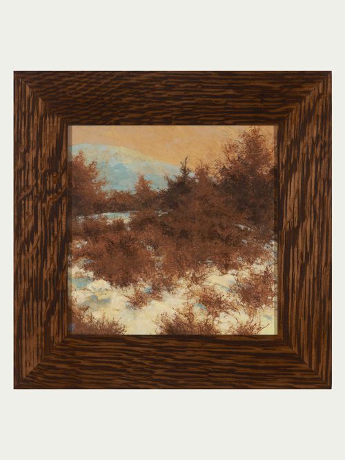 Orginal oil painting by artist Shawn Krueger titled Amid Winter Thaw.