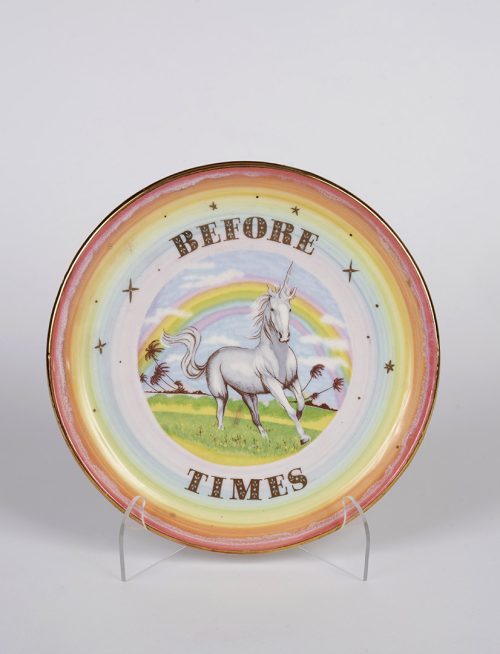 Before Times ceramic plate by artist Camille Morin.
