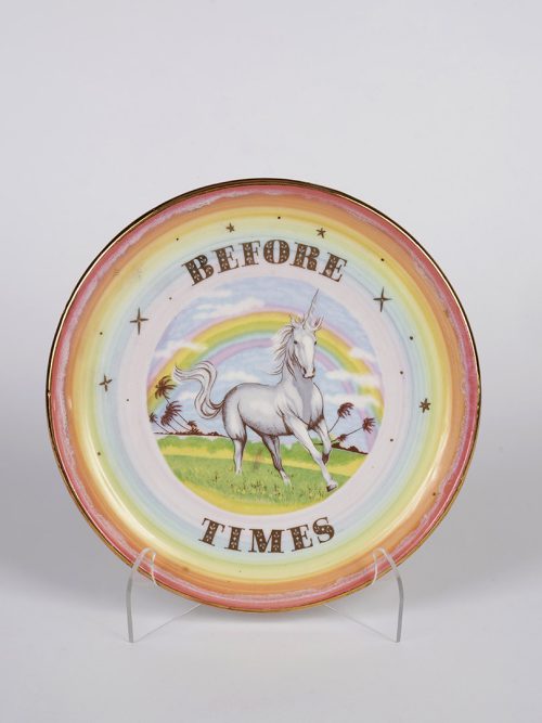 Before Times ceramic plate by artist Camille Morin.