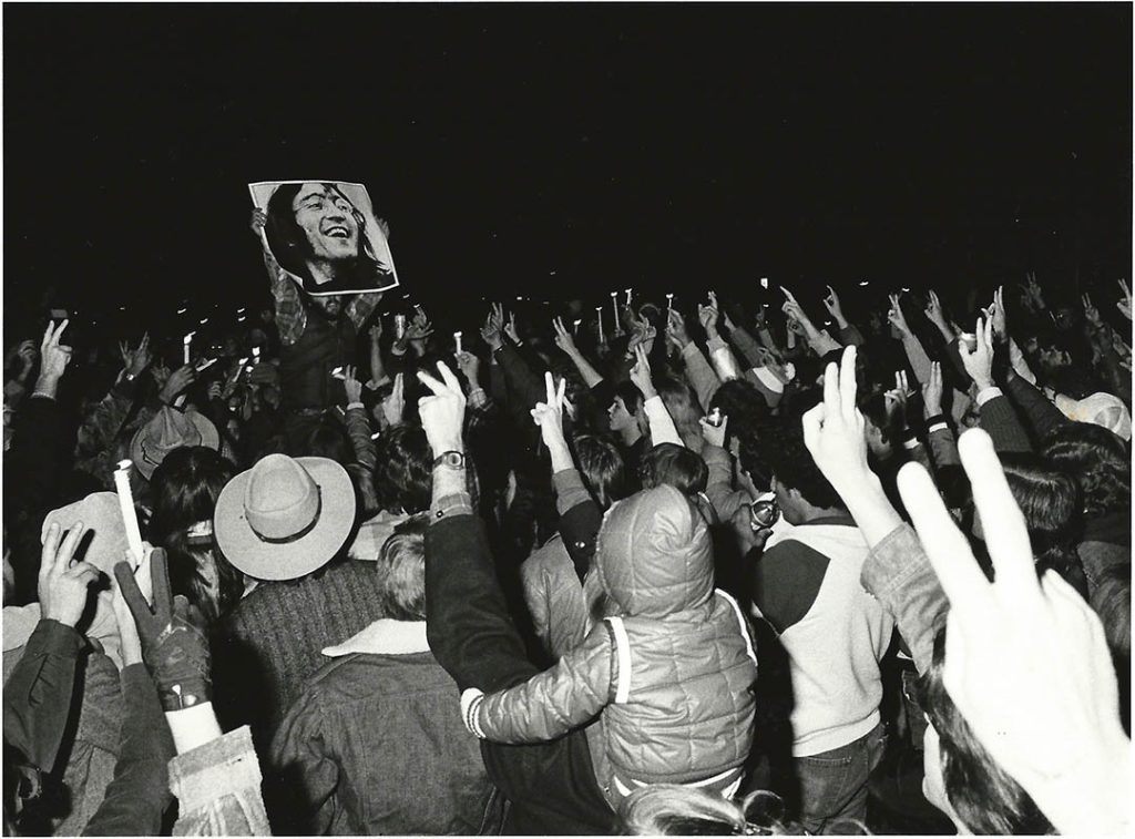 The night after John Lennon's death, Austin, TX. Photograph by Carl Powell.