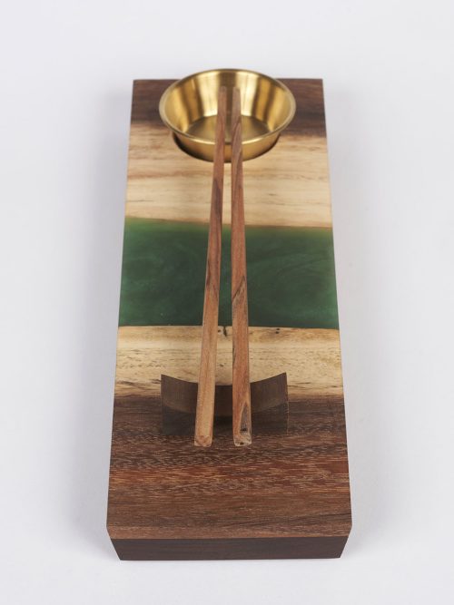 Wooden sushi tray handcrafted by North Carolina artist Andre Pelletier.