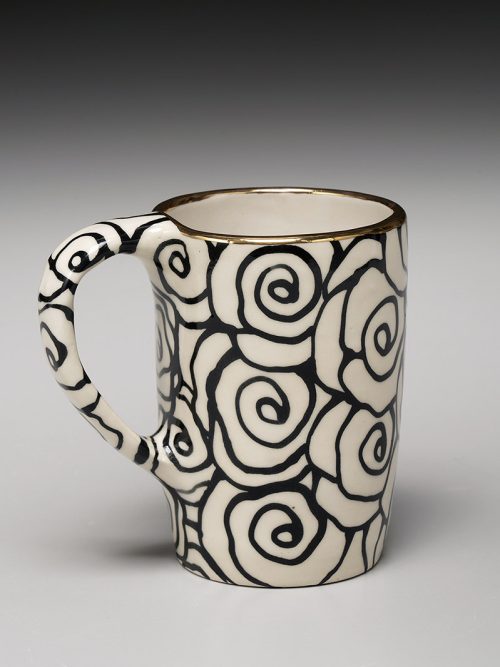 Stoneware rose garden mug by Hsieh Clay SF.