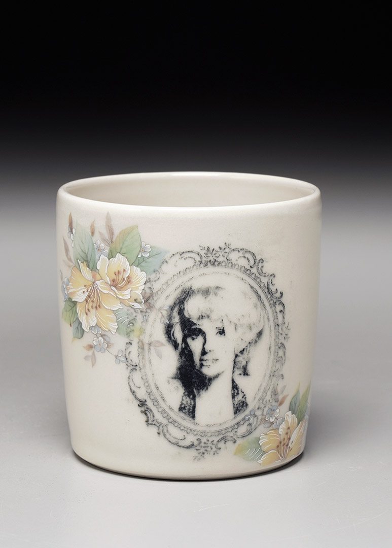 Camille Morin porcelain cup featuring Tammy Wynette.
