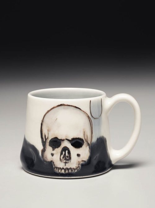 Porcelain skull mug by North Carolina artist Phil Haralam.