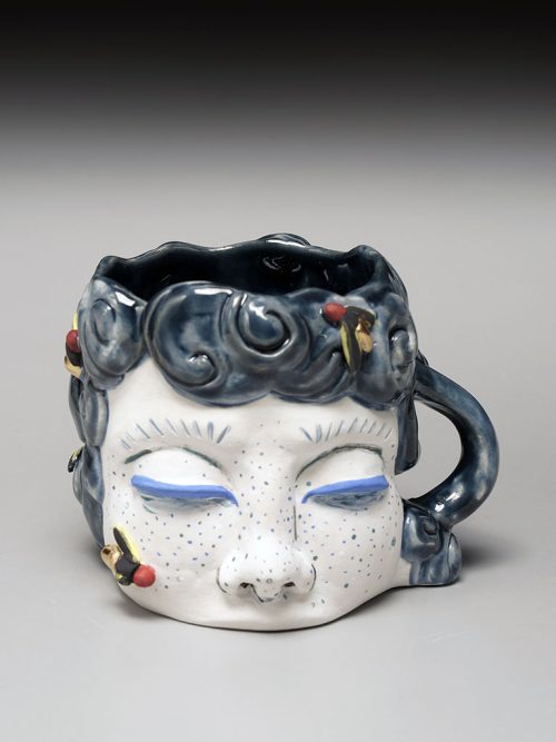 Porcelain mug handcrafted by artist Taylor Robenalt titled Firefly Nights.