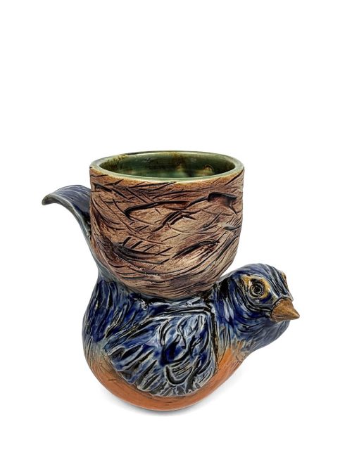 Ceramic bluebird sculptural piece by Judy Brater.