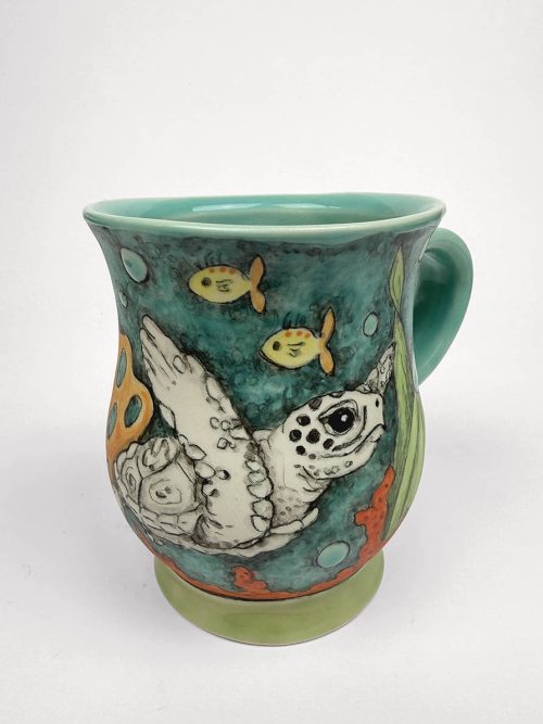 Handpainted sea turtle mug by CJ Niehaus.