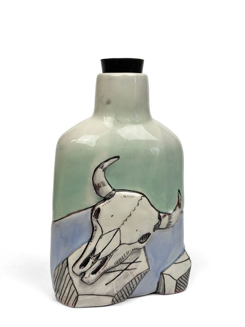 Dry Bones ceramic flask by artist Jessica Brandl.