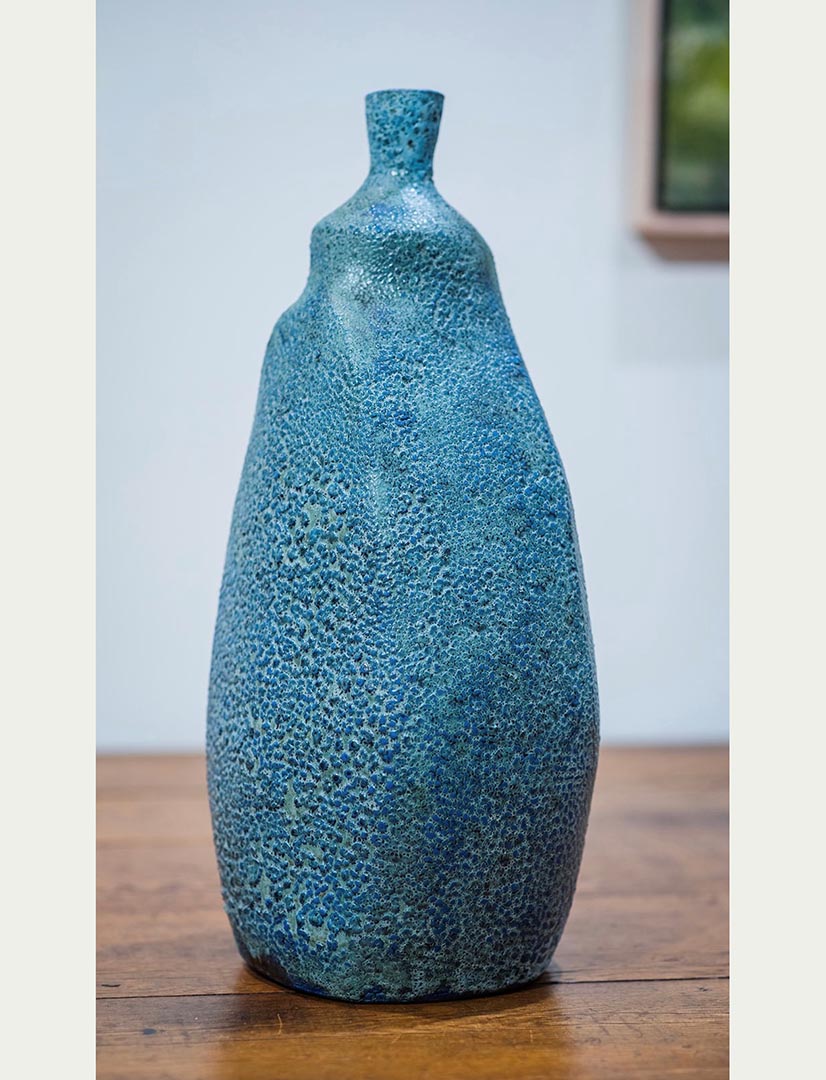 Pebbled sculptural vase by artist Robert Milnes.