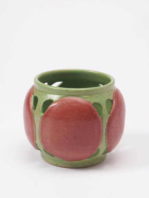 Ceramic low vase by artist Leslie Green Guilbault.