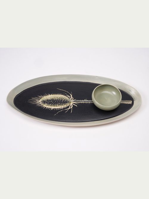 Oval dish handcrafted by Leslie Green Guilbault.