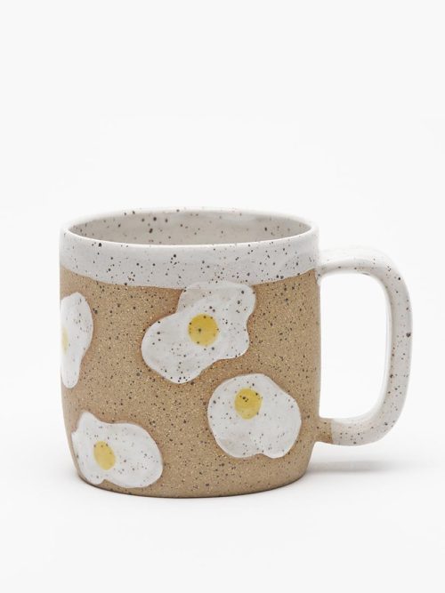 8 oz fried egg mug by Osso Ceramics.