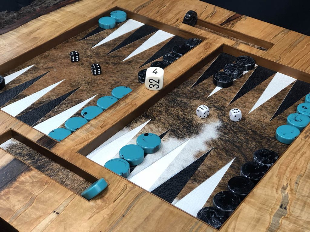 Handcrafted backgammon game by Legacy Boards in North Carolina.