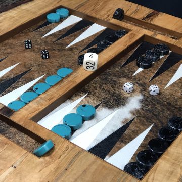 Handcrafted backgammon game by Legacy Boards in North Carolina.